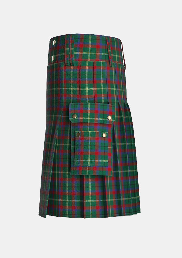 Utility_Mayo_County_Tartan_2270_kilt_left_image_with_pleated_design_and_adjustable_buckles_for_men
