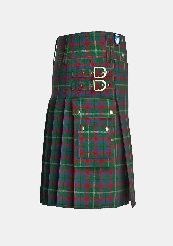 Utility_Mayo_County_Tartan_2270_kilt_right_image_with_pleated_design_and_adjustable_buckles_for_men