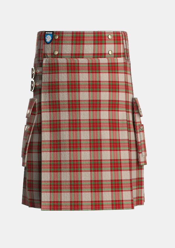 Utility_McBrayer_Dress_Tartan_7205_kilt_front_image_with_pleated_design_and_adjustable_buckles_for_men