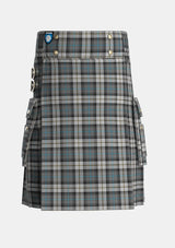 Utility_McCandlish_Dress_Grey_Tartan_3327_kilt_front_image_with_pleated_design_and_adjustable_buckles_for_men