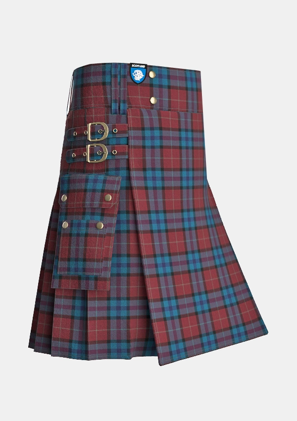 Utility_McCurdy_Stribbling_Tartan_10284_kilt_side_image_with_pleated_design_and_adjustable_buckles_for_men