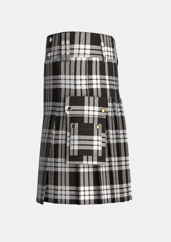 Utility_McFarlane_Tartan_kilt_left_image_with_pleated_design_and_adjustable_buckles_for_men