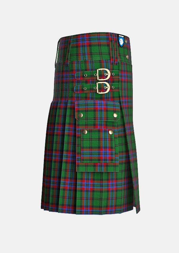 Utility_McGeachie_Tartan_7291_kilt_right_image_with_pleated_design_and_adjustable_buckles_for_men