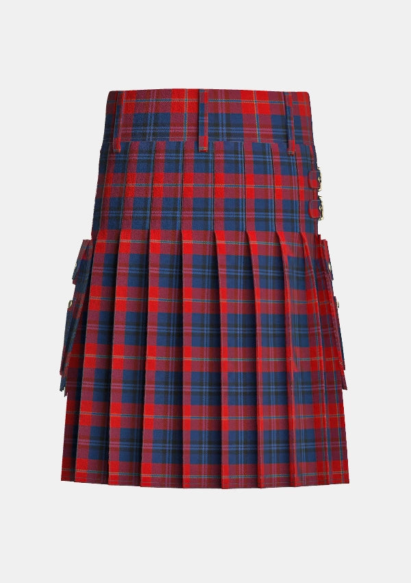 Utility_McKnight_Tartan_2179_kilt_back_image_with_pleated_design_and_adjustable_buckles_for_men