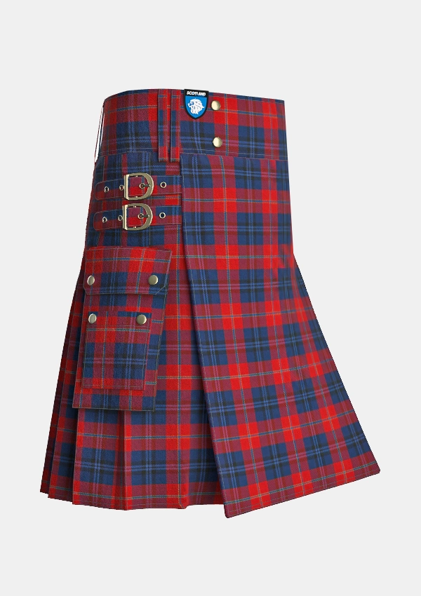 Utility_McKnight_Tartan_2179_kilt_side_image_with_pleated_design_and_adjustable_buckles_for_men