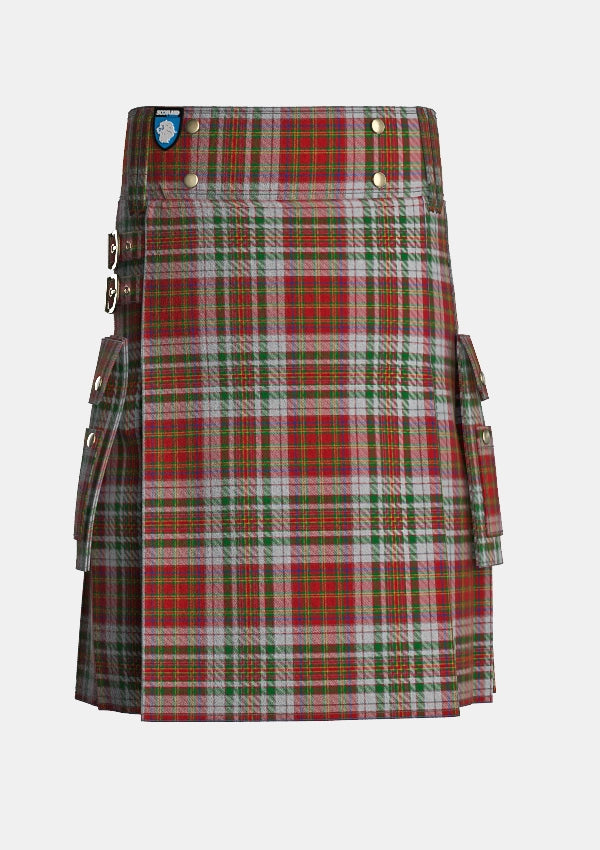 Utility_Mcallister_tartan_6629_kilt_front_image_with_pleated_design_and_adjustable_buckles_for_men
