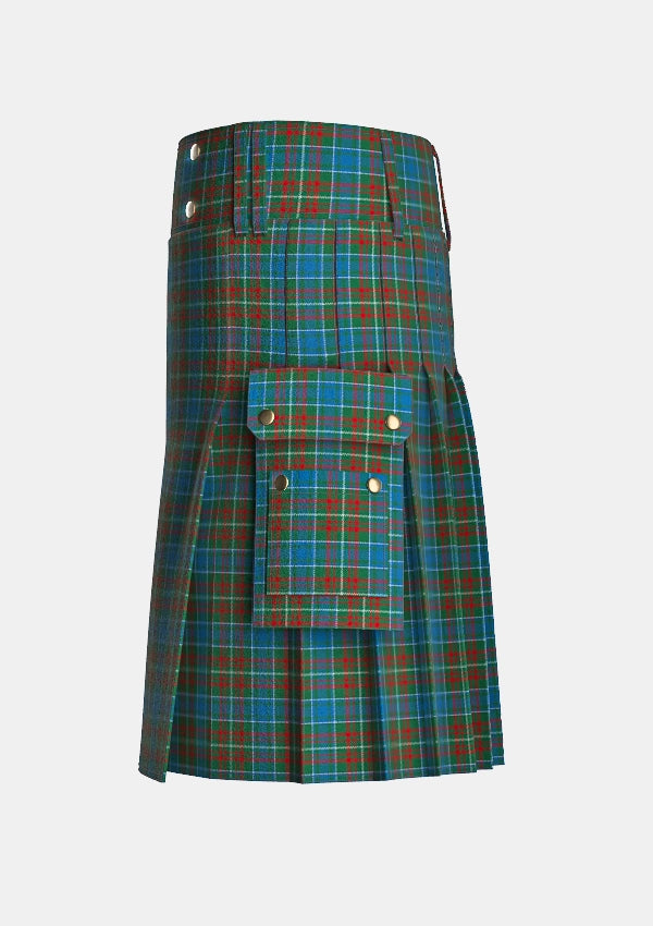 Utility_Mcconnell_tartan_141_kilt_left_image_with_pleated_design_and_adjustable_buckles_for_men