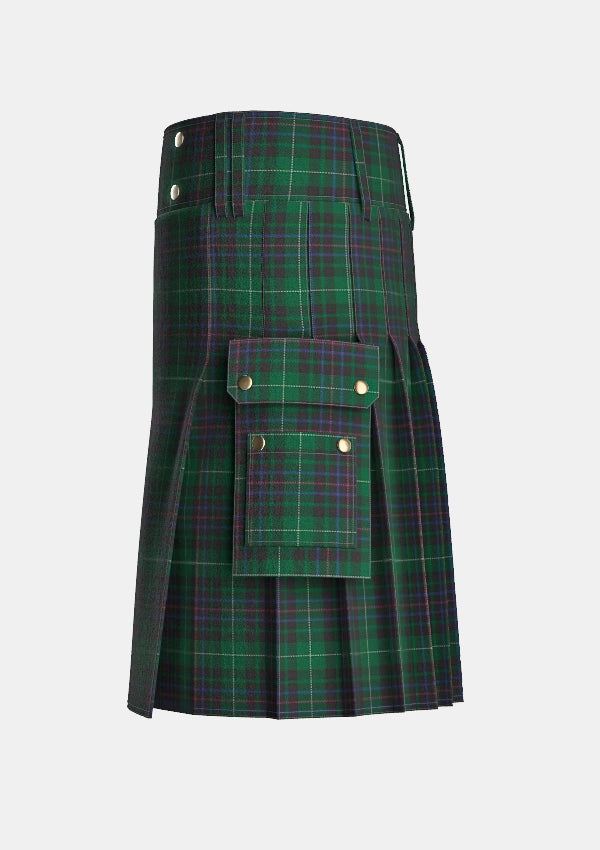 Utility_Meiklejohn_Tartan_3175_kilt_left_image_with_pleated_design_and_adjustable_buckles_for_men