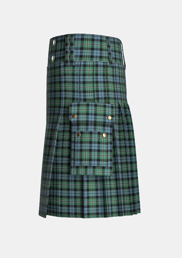 Utility_Melville_tartan_6328_kilt_left_image_with_pleated_design_and_adjustable_buckles_for_men