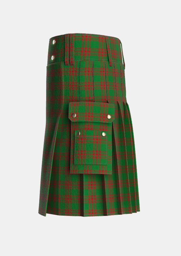 Utility_Menzies_2_Tartan_894_kilt_left_image_with_pleated_design_and_adjustable_buckles_for_men