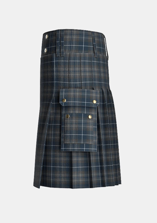 Utility_Midnight_Pride_Tartan_kilt_left_image_with_pleated_design_and_adjustable_buckles_for_men
