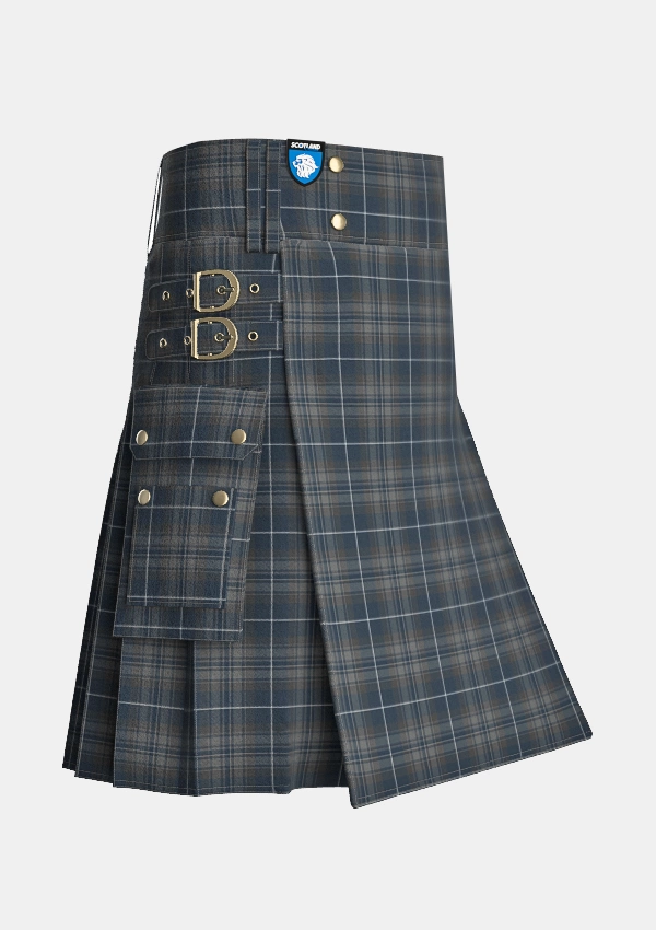 Utility_Midnight_Pride_Tartan_kilt_side_image_with_pleated_design_and_adjustable_buckles_for_men