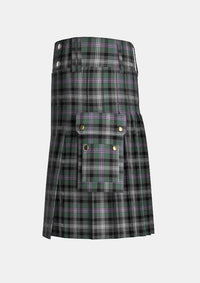 Utility_Midnight_Thistle_Tartan_7499_kilt_left_image_with_pleated_design_and_adjustable_buckles_for_men