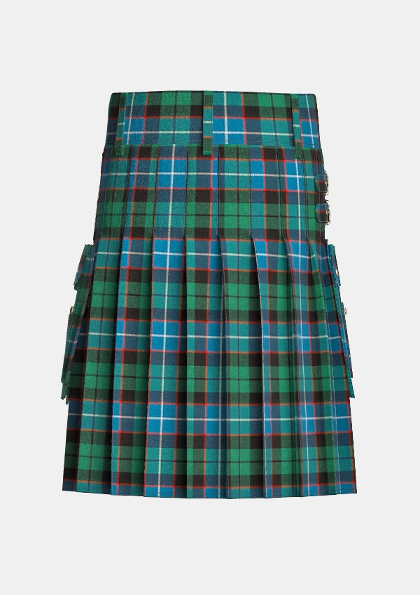 Utility_Mitchell_Tartan_kilt_back_image_with_pleated_design_and_adjustable_buckles_for_men