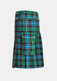 Utility_Mitchell_Tartan_kilt_left_image_with_pleated_design_and_adjustable_buckles_for_men