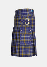 Utility_Monaghan_County_Crest_Range_Tartan_7412_kilt_right_image_with_pleated_design_and_adjustable_buckles_for_men