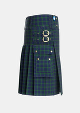 Utility_Montgomery_2_Tartan_114_kilt_right_image_with_pleated_design_and_adjustable_buckles_for_men