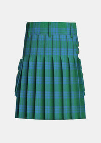 Utility_Montgomery_Blue_Ancient_Tartan_kilt_back_image_with_pleated_design_and_adjustable_buckles_for_men