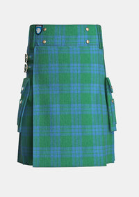 Utility_Montgomery_Blue_Ancient_Tartan_kilt_front_image_with_pleated_design_and_adjustable_buckles_for_men