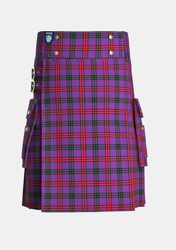 Utility_Montgomery_tartan_1082_kilt_front_image_with_pleated_design_and_adjustable_buckles_for_men
