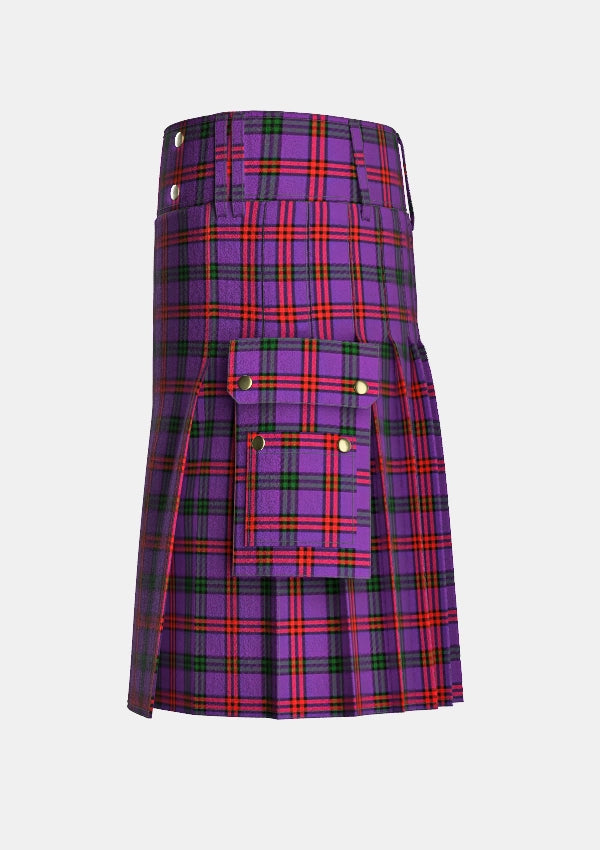 Utility_Montgomery_tartan_1082_kilt_left_image_with_pleated_design_and_adjustable_buckles_for_men