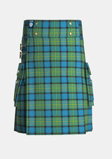 Utility_Moore_tartan_345_kilt_front_image_with_pleated_design_and_adjustable_buckles_for_men