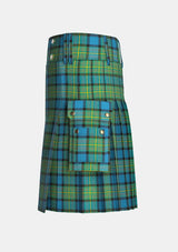 Utility_Moore_tartan_345_kilt_left_image_with_pleated_design_and_adjustable_buckles_for_men