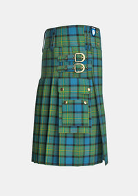 Utility_Moore_tartan_345_kilt_right_image_with_pleated_design_and_adjustable_buckles_for_men