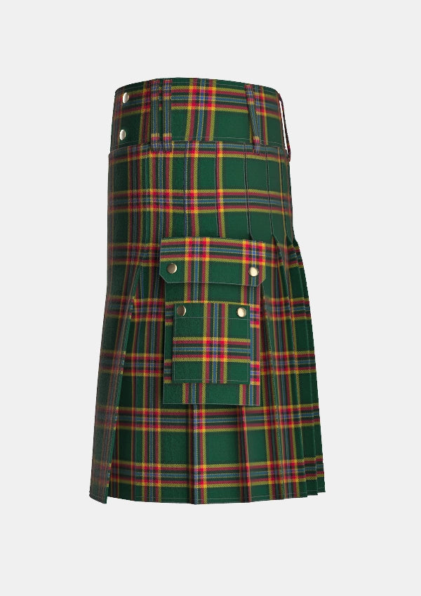 Utility_Moran_Family_Ubique_Tartan_2745_kilt_left_image_with_pleated_design_and_adjustable_buckles_for_men