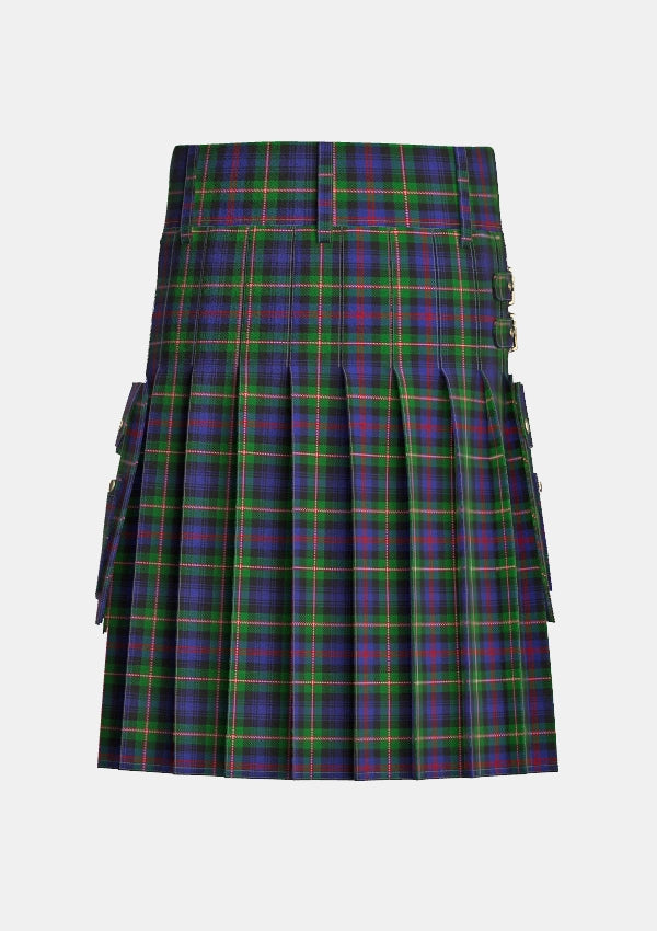 Utility_Morgan_Tartan_kilt_back_image_with_pleated_design_and_adjustable_buckles_for_men
