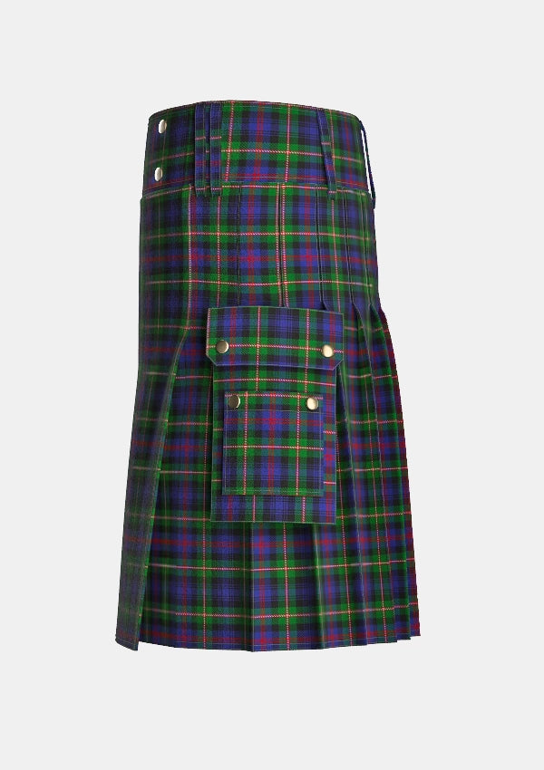 Utility_Morgan_Tartan_kilt_left_image_with_pleated_design_and_adjustable_buckles_for_men