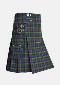 Utility_Morgan_Tartan_kilt_side_image_with_pleated_design_and_adjustable_buckles_for_men