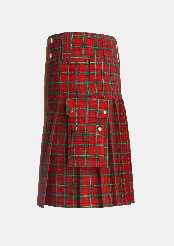 Utility_Morrison_Ancient_Tartan_933_kilt_left_image_with_pleated_design_and_adjustable_buckles_for_men