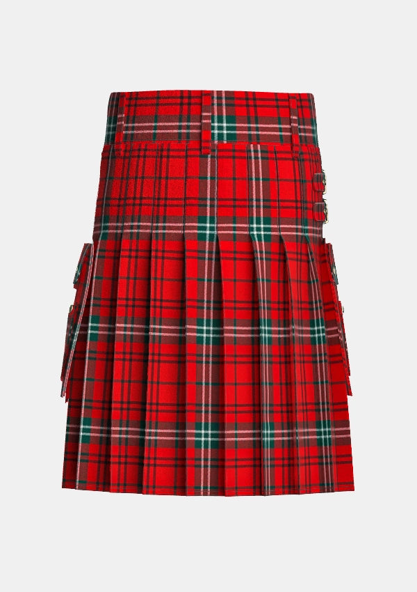 Utility_Morrison_Red_Tartan_kilt_back_image_with_pleated_design_and_adjustable_buckles_for_men