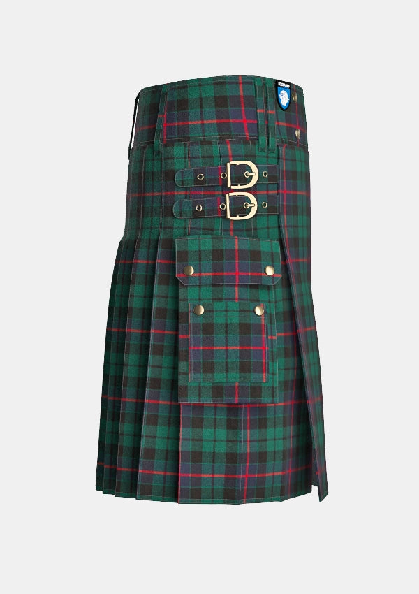 Utility_Morrison_tartan_kilt_right_image_with_pleated_design_and_adjustable_buckles_for_men