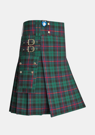Utility_Morrison_tartan_kilt_side_image_with_pleated_design_and_adjustable_buckles_for_men