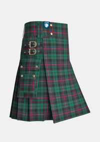 Utility_Morrison_tartan_kilt_side_image_with_pleated_design_and_adjustable_buckles_for_men