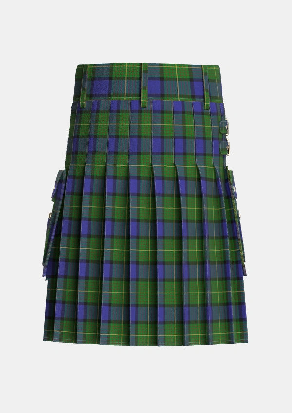 Utility_Muir_Moore_Tartan_345_kilt_back_image_with_pleated_design_and_adjustable_buckles_for_men