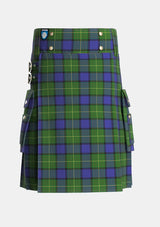 Utility_Muir_Moore_Tartan_345_kilt_front_image_with_pleated_design_and_adjustable_buckles_for_men