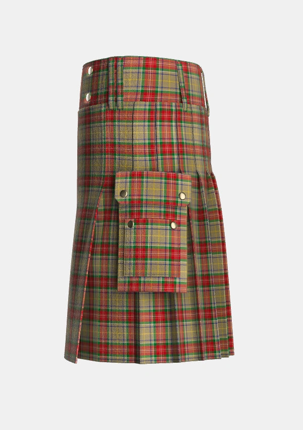 Utility_Muirhead_Original_Tartan_6001_kilt_left_image_with_pleated_design_and_adjustable_buckles_for_men