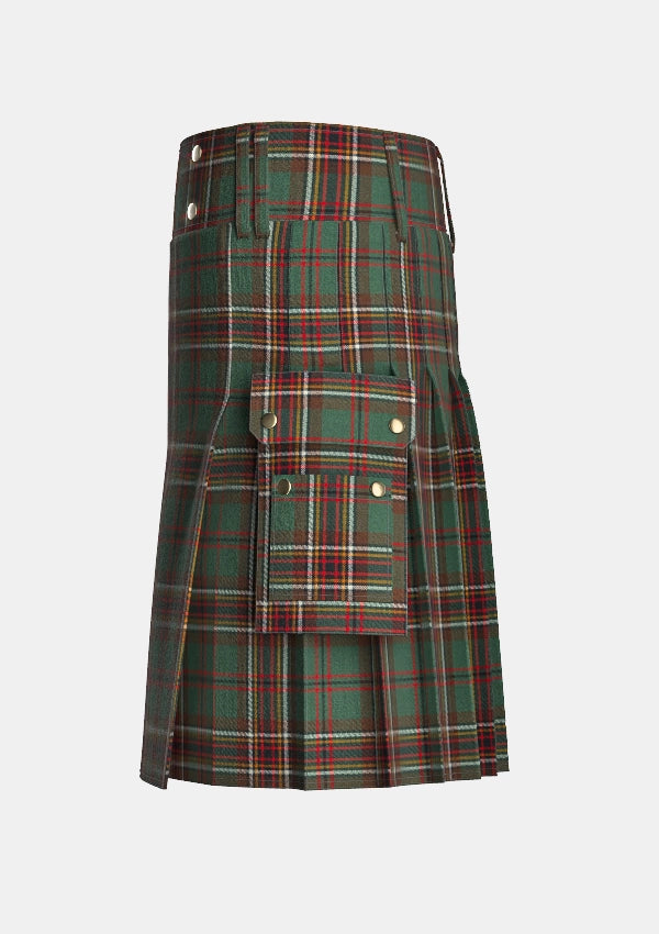Utility_Murphy_tartan_1303_kilt_left_image_with_pleated_design_and_adjustable_buckles_for_men