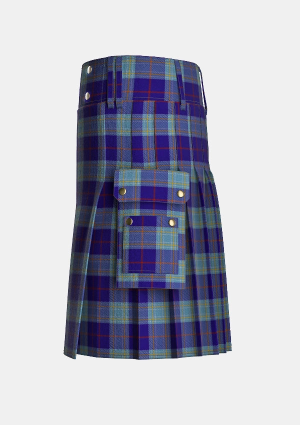 Utility_Musselburgh_Tartan_620_kilt_left_image_with_pleated_design_and_adjustable_buckles_for_men
