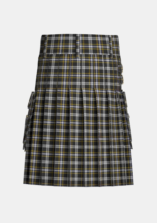 Utility_Newcastle_Tartan_3984_kilt_back_image_with_pleated_design_and_adjustable_buckles_for_men