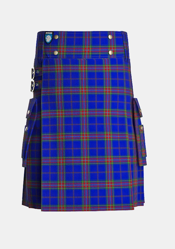 Utility_Nicholson_W_J_tartan_13748_kilt_front_image_with_pleated_design_and_adjustable_buckles_for_men