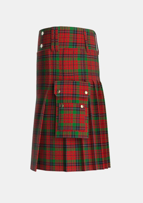 Utility_Nicolson_Lochcarron_Tartan_1148_kilt_left_image_with_pleated_design_and_adjustable_buckles_for_men