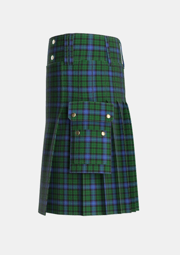 Utility_No157_or_MacIntyre_Tartan_56_kilt_left_image_with_pleated_design_and_adjustable_buckles_for_men
