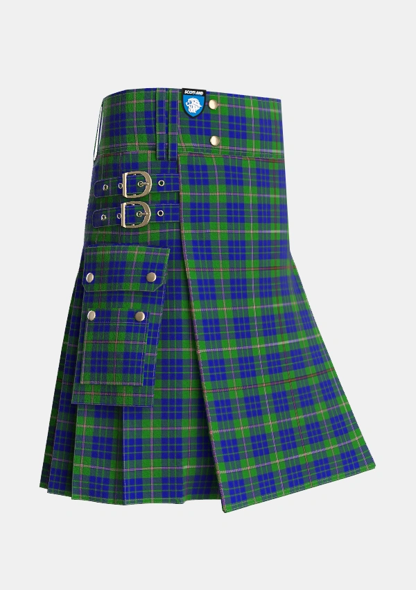 Utility_Nowell_Noel_Tartan_4108_kilt_side_image_with_pleated_design_and_adjustable_buckles_for_men