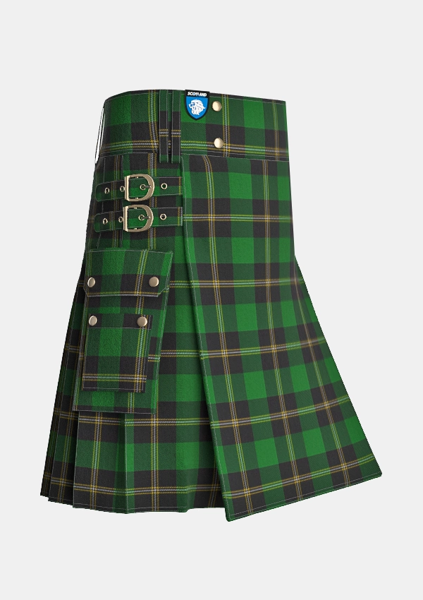 Utility_O_Donoghue_Tartan_6399_kilt_side_image_with_pleated_design_and_adjustable_buckles_for_men