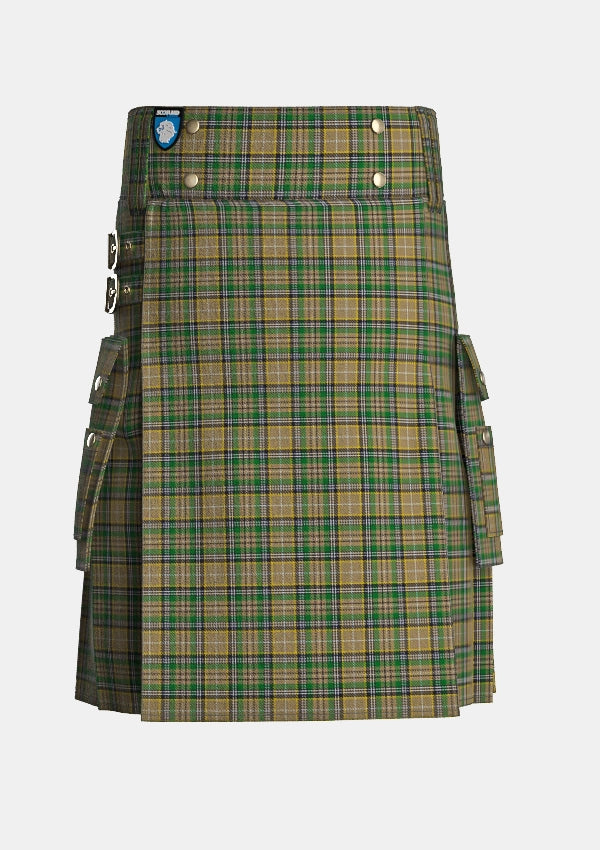 Utility_O_Farrell_Tartan_1875_kilt_front_image_with_pleated_design_and_adjustable_buckles_for_men