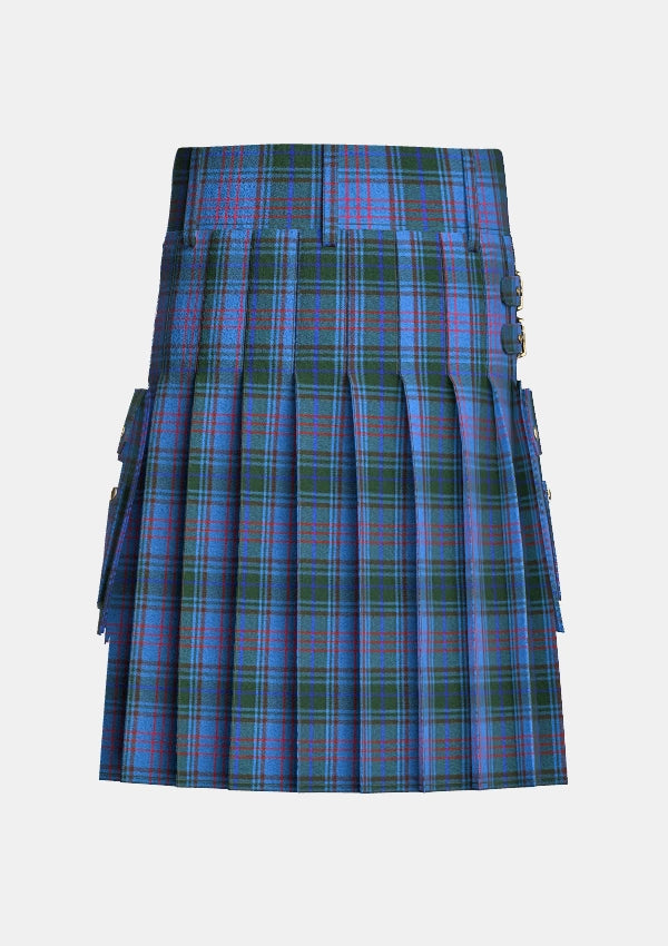 Utility_O_donnell_tartan_kilt_back_image_with_pleated_design_and_adjustable_buckles_for_men